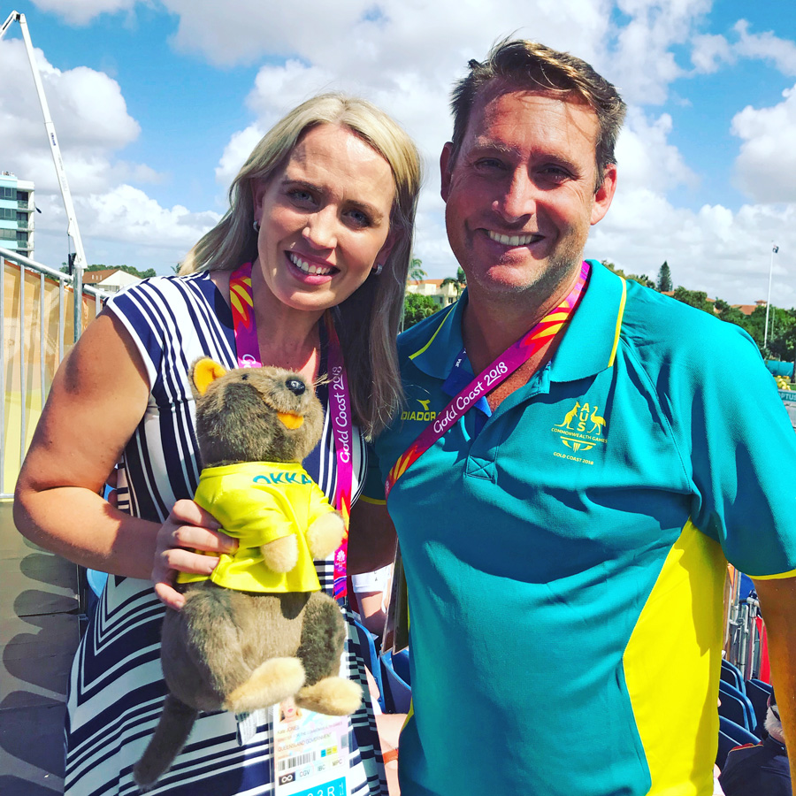 Andrew Baildon with Commonwealth Games Minister Kate Jones at GC2018