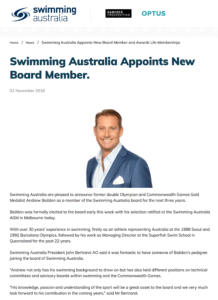 Swimming Australia Andrew Baildon Board Member