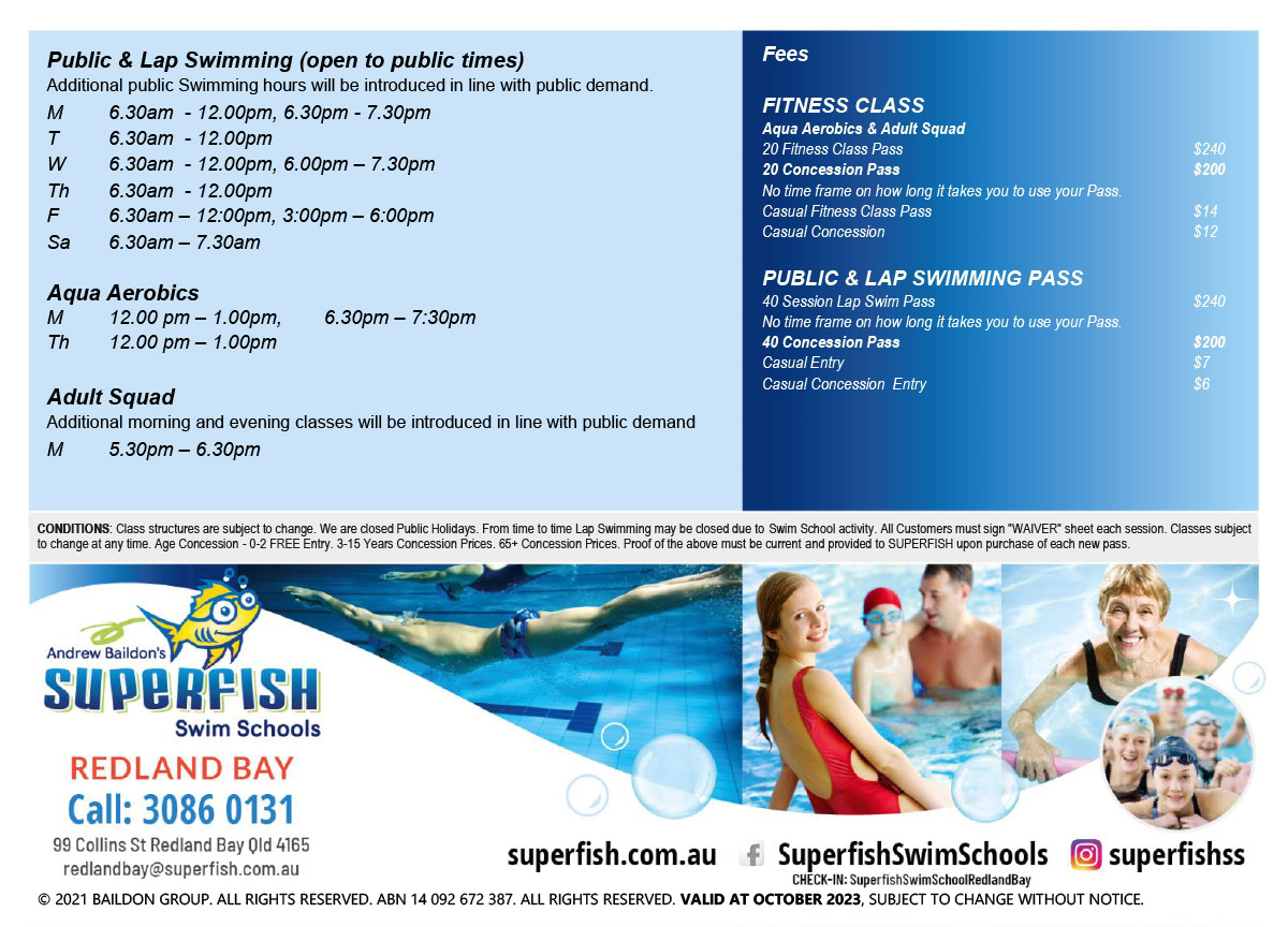 Superfish Redland Bay Timetable