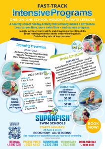 Superfish Fast-Track Intensive Programs, one-on-one School Holiday Private Swimming Lessons