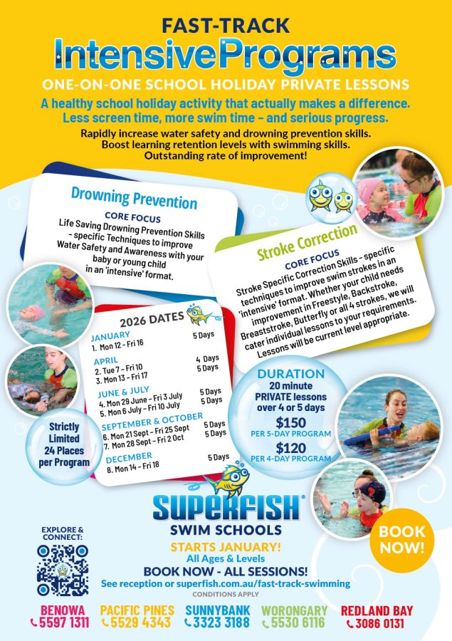 Superfish Fast-Track Intensive Programs, one-on-one School Holiday Private Swimming Lessons
