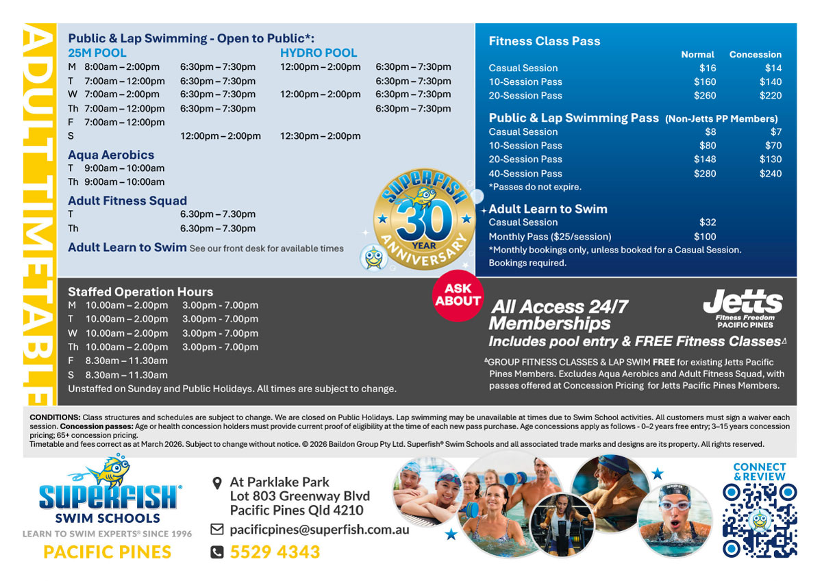 Superfish Timetable Pacific Pines 230326 Superfish Timetable Pacific Pines 230326